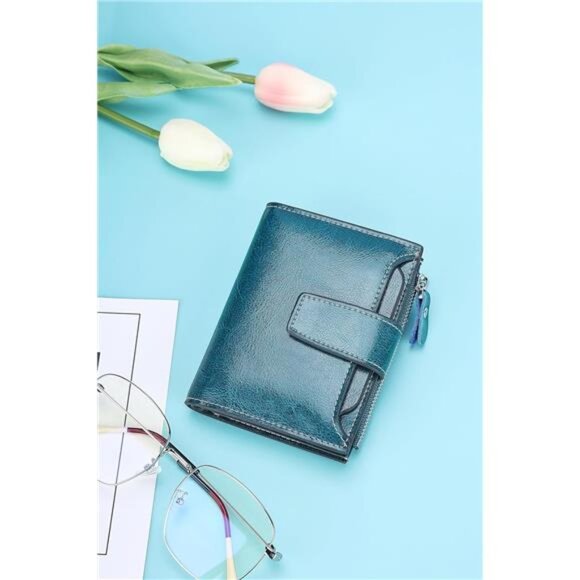 New Small Compact Women Wallet RFID Blocking Genuine Leather Bifold Purse - Picture 6 of 6